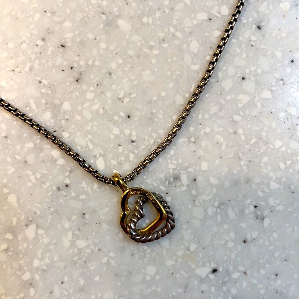 David Yurman Double Heart Necklace, 14K gold